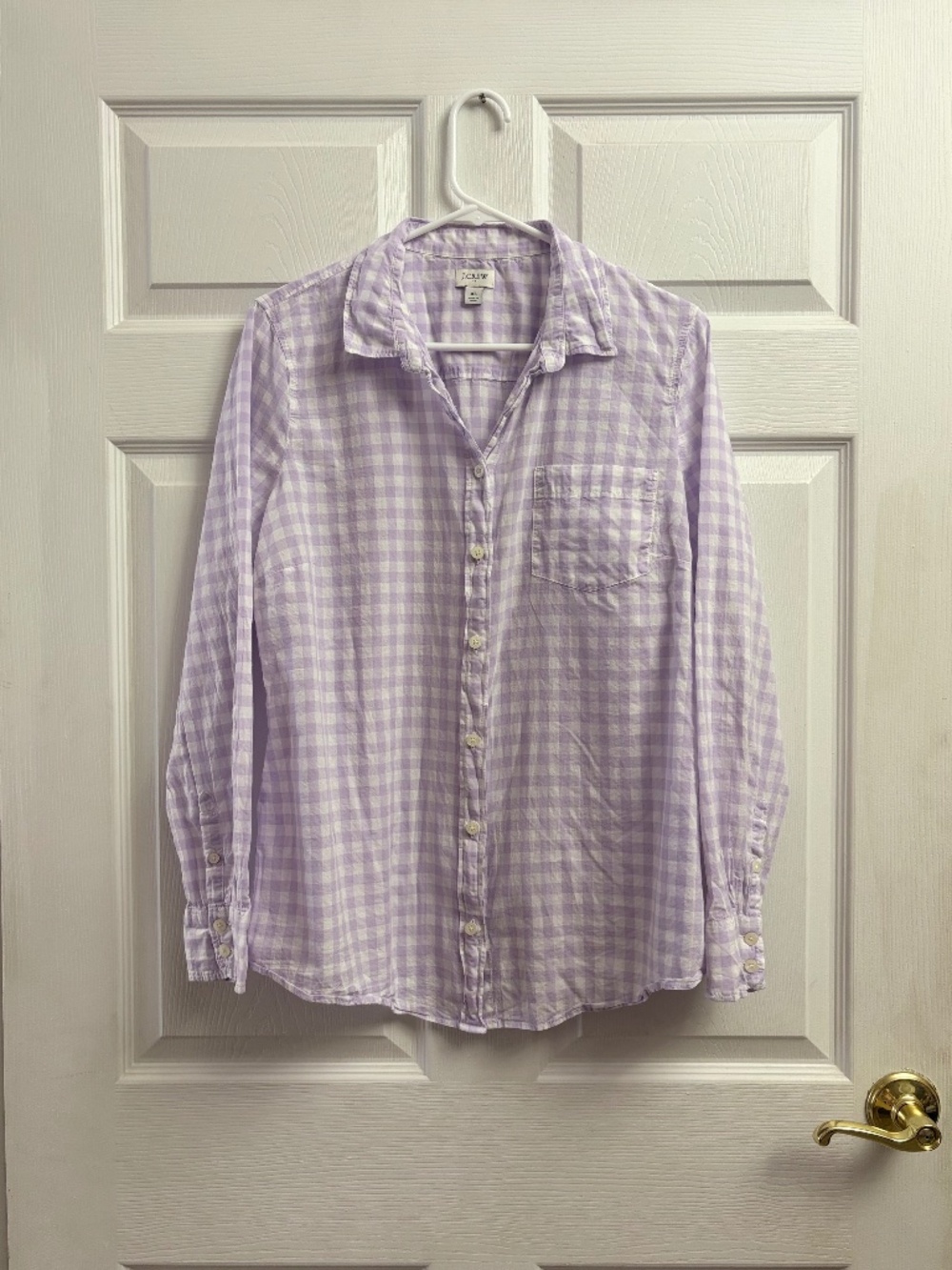 Women's J. Crew Purple and White Plaid Button Down Top